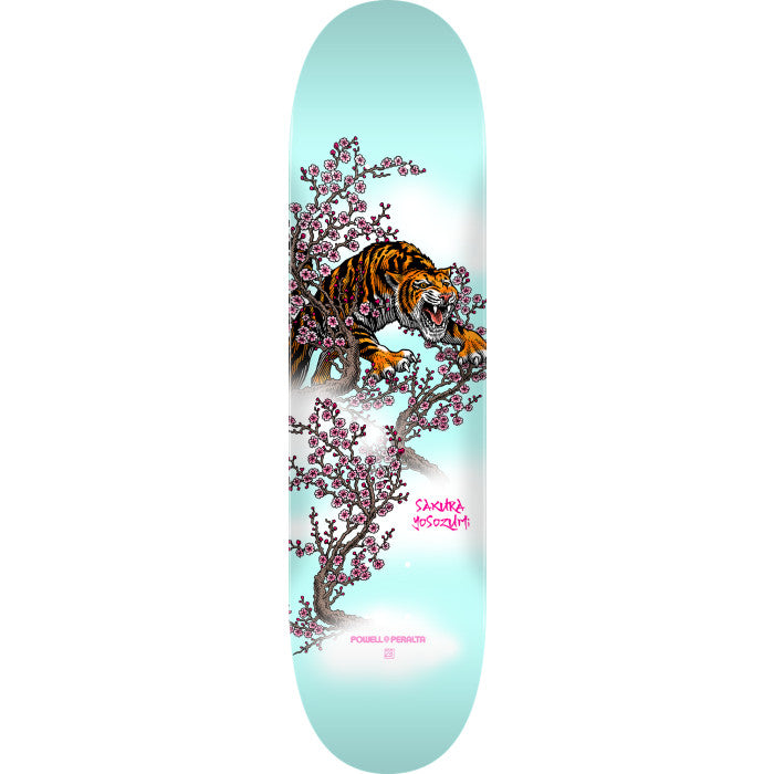 Powell Yosozumi Tiger Skateboard Deck Light Blue - Shape 248 - 8.25 x 31.95